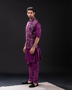 Side view showing the bundi kurta set with chudi pants